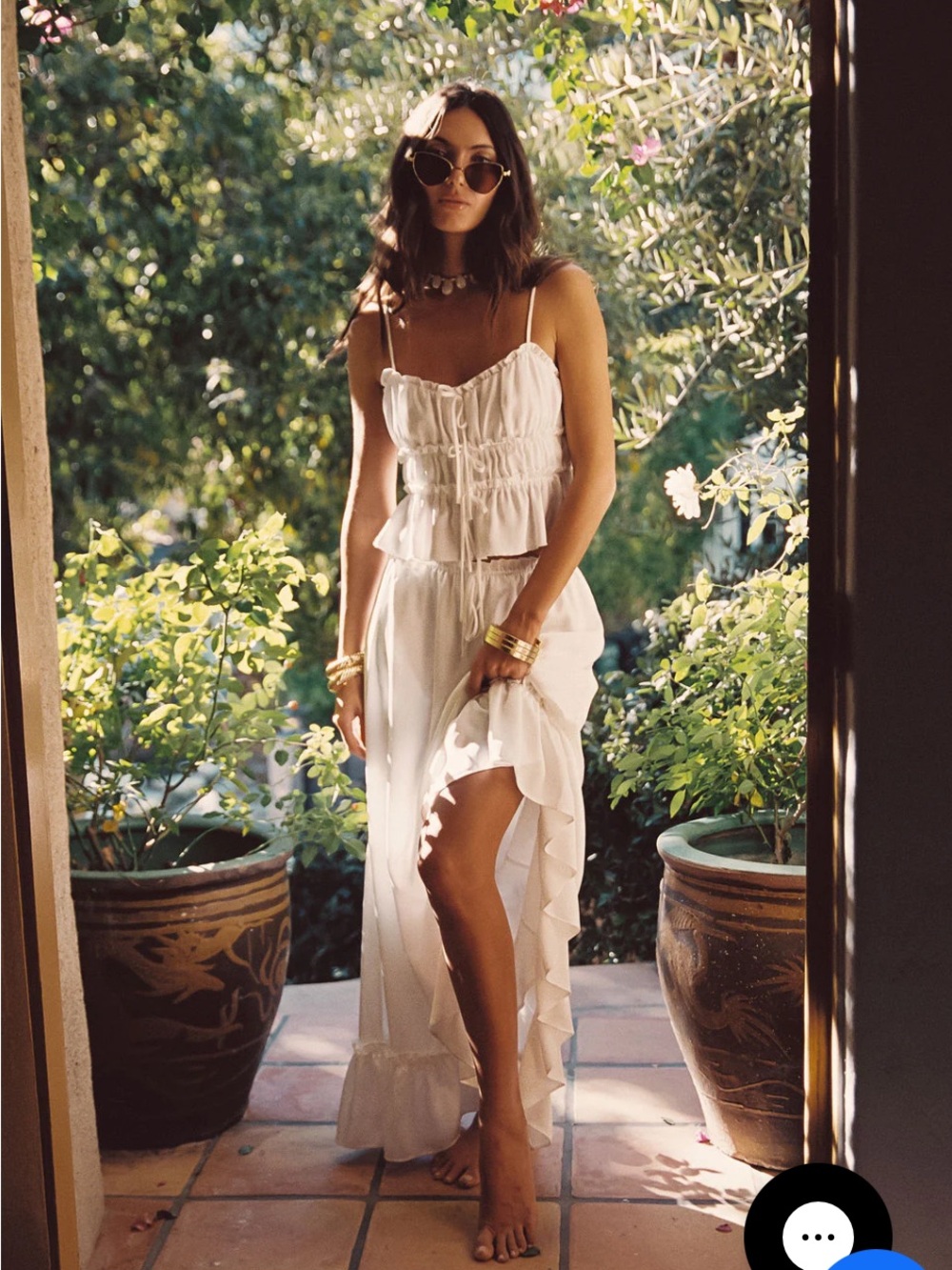 12th Tribe White Ruffle Maxi Dress Two-Piece Set
